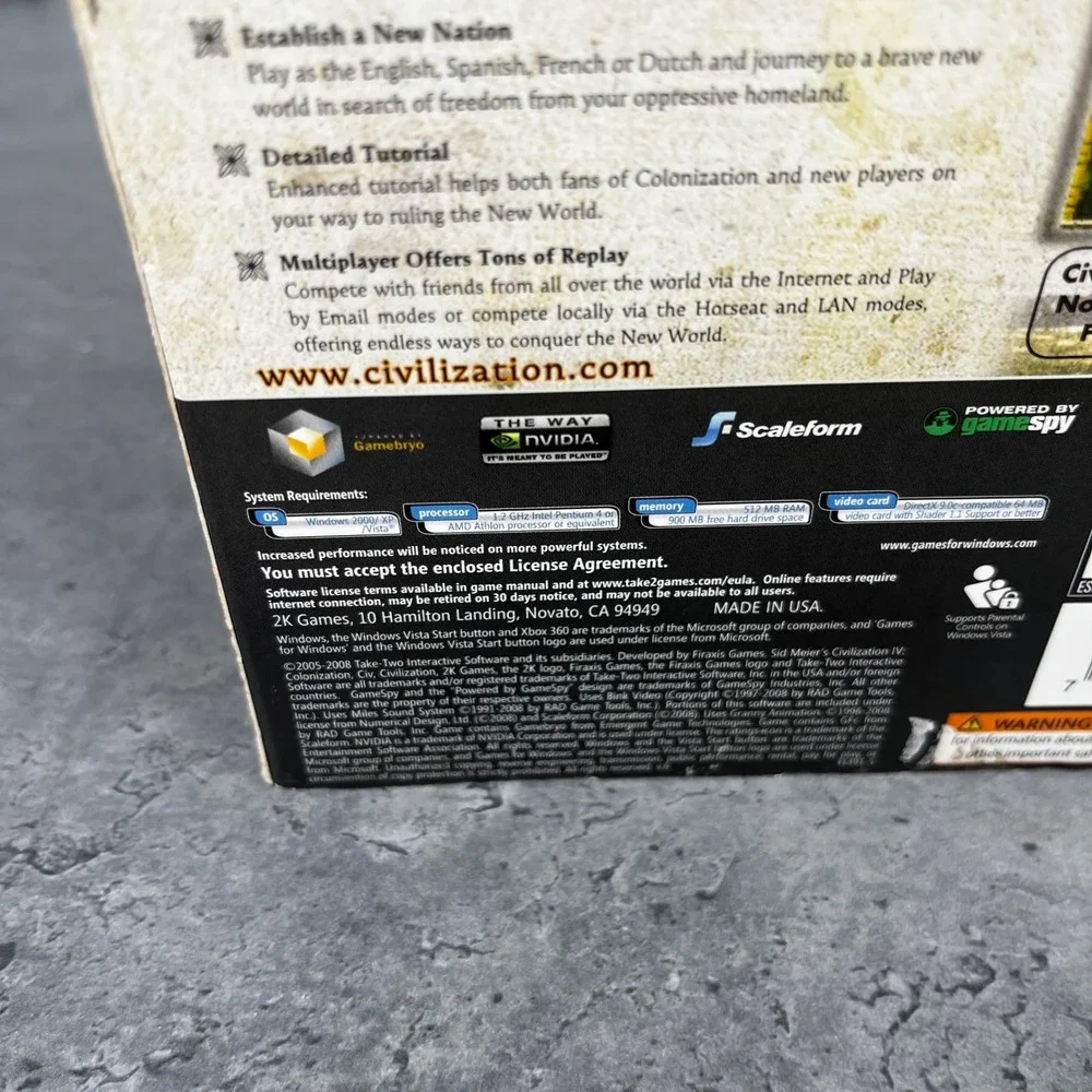 Sid Meiers Civilization IV Colonization PC Windows Game CIB with Slipcover 2008‎